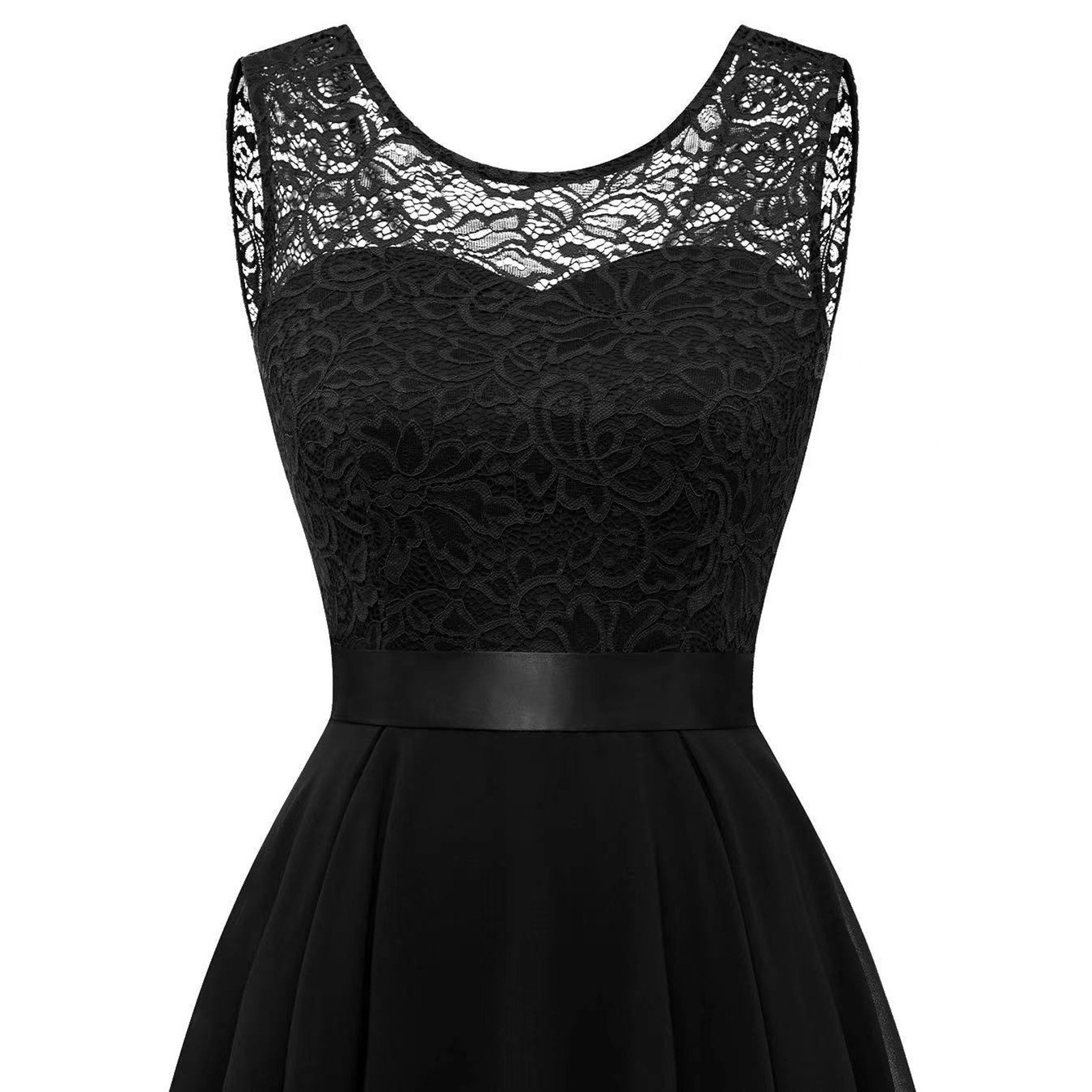 thumbnail image 5 of Vestido de cóctel sin mangas con estampado floral para mujer: elegante vestido de noche de dama de honor con abertura lateral para bodas y fiestas, 5 of 5